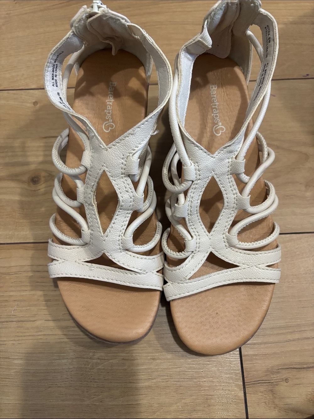 BareTraps Cream Strappy Cutout Gladiator Sandals